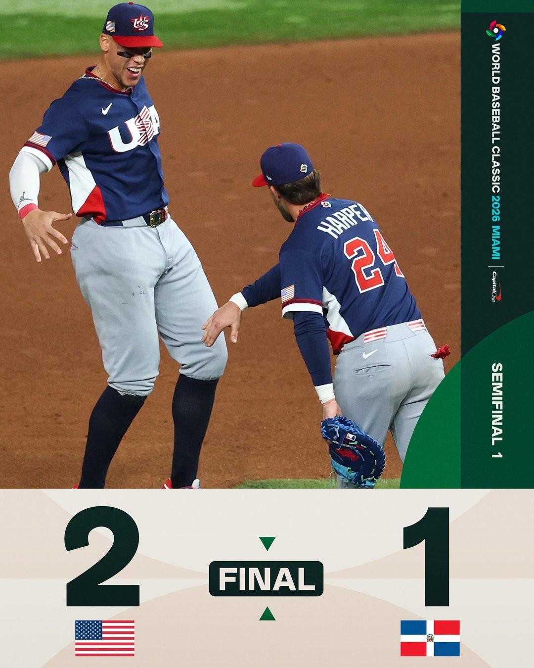 九游娱乐登录入口-美国2-1险胜多米尼加挺进WBC决赛，九局下关键球判罚引争议